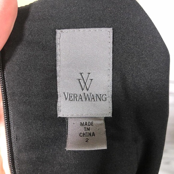 Vera Wang Floor Length Black Gown Cut Out Neckline and train on the back! - Picture 11 of 12